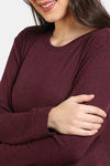 Zivame Light Jaspe Knit Poly Sweatshirt - Windsor Wine — thumbnail 5